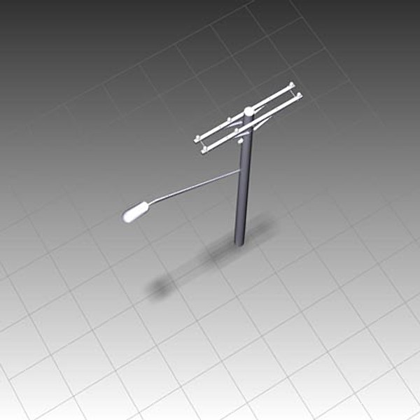 lwo telephone poles untextured - IWAssembly-Crossarm - Three Phase - Double Line Arm 15-25kV - 10ft - 10 by IWTS